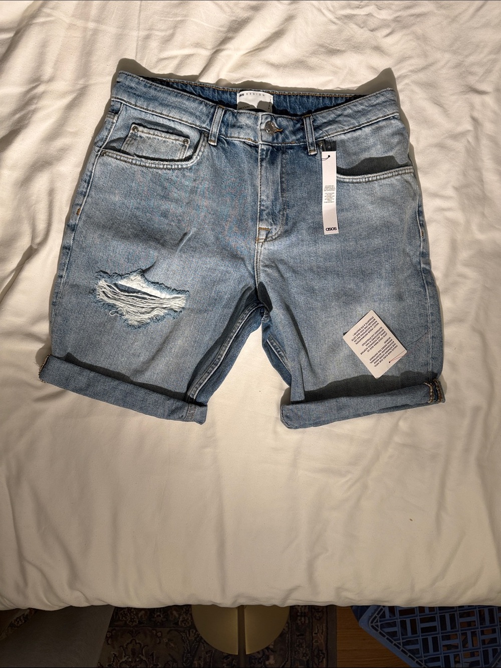 ASOS Light Wash Distressed Denim Shorts
